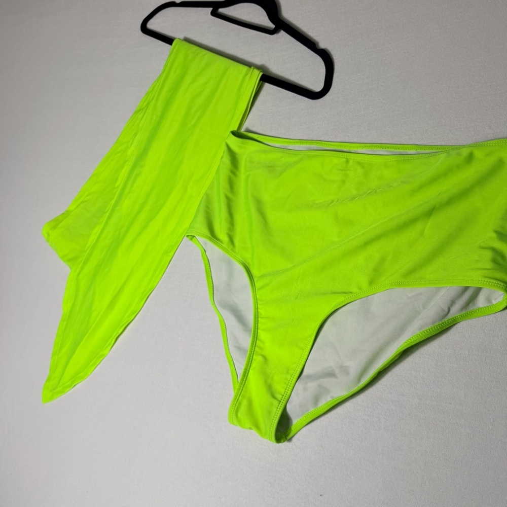 Neon Green Convertible Wrap Halter top with high waist bikini set- Plus size